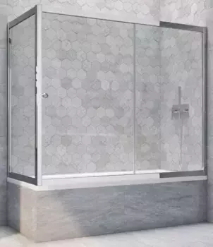 Шторка на ванну стеклянная «Vegas Glass» ZV+ZVF Tur Novo 170/75 Crystal vision/хром глянцевый универсальная