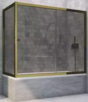 Шторка на ванну стеклянная «Vegas Glass» ZV+ZVF Tur Novo 170/80 графит/бронза универсальная