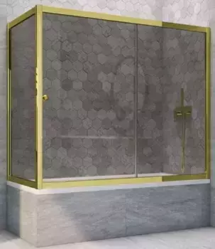 Шторка на ванну стеклянная «Vegas Glass» ZV+ZVF Tur Novo 170/80 графит/золото глянцевое универсальная