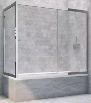 Шторка на ванну стеклянная «Vegas Glass» ZV+ZVF Tur Novo 170/85 Crystal vision/хром глянцевый универсальная