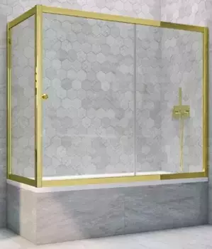 Шторка на ванну стеклянная «Vegas Glass» ZV+ZVF Tur Novo 170/85 Crystal vision/золото глянцевое универсальная