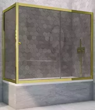 Шторка на ванну стеклянная «Vegas Glass» ZV+ZVF Tur Novo 170/85 графит/золото глянцевое универсальная