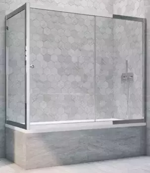 Шторка на ванну стеклянная «Vegas Glass» ZV+ZVF Tur Novo 170/90 Crystal vision/хром глянцевый универсальная