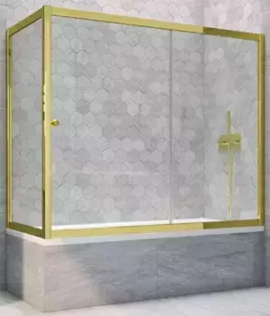 Шторка на ванну стеклянная «Vegas Glass» ZV+ZVF Tur Novo 170/90 Crystal vision/золото глянцевое универсальная