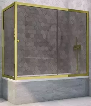 Шторка на ванну стеклянная «Vegas Glass» ZV+ZVF Tur Novo 170/90 графит/золото глянцевое универсальная