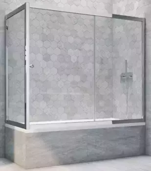 Шторка на ванну стеклянная «Vegas Glass» ZV+ZVF Tur Novo 180/70 Crystal vision/хром глянцевый универсальная