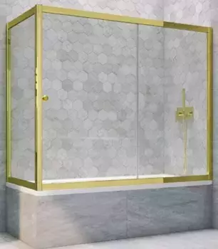 Шторка на ванну стеклянная «Vegas Glass» ZV+ZVF Tur Novo 180/70 Crystal vision/золото глянцевое универсальная