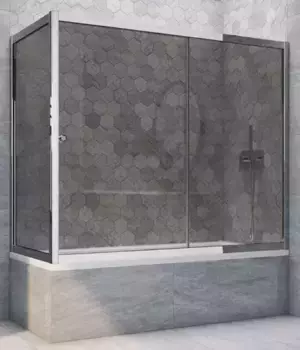Шторка на ванну стеклянная «Vegas Glass» ZV+ZVF Tur Novo 180/70 графит/хром глянцевый универсальная