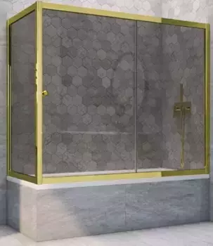 Шторка на ванну стеклянная «Vegas Glass» ZV+ZVF Tur Novo 180/70 графит/золото глянцевое универсальная