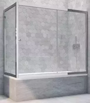 Шторка на ванну стеклянная «Vegas Glass» ZV+ZVF Tur Novo 180/75 Crystal vision/хром глянцевый универсальная