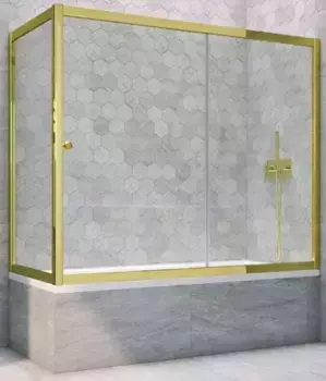 Шторка на ванну стеклянная «Vegas Glass» ZV+ZVF Tur Novo 180/75 Crystal vision/золото глянцевое универсальная