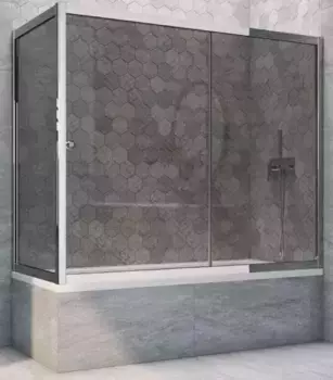 Шторка на ванну стеклянная «Vegas Glass» ZV+ZVF Tur Novo 180/75 графит/хром глянцевый универсальная