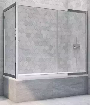 Шторка на ванну стеклянная «Vegas Glass» ZV+ZVF Tur Novo 180/80 Crystal vision/хром глянцевый универсальная