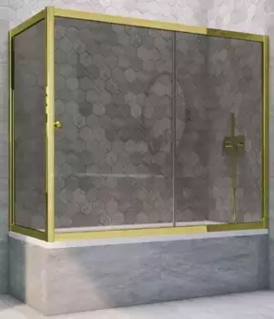 Шторка на ванну стеклянная «Vegas Glass» ZV+ZVF Tur Novo 180/85 графит/золото глянцевое универсальная