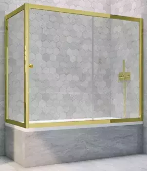 Шторка на ванну стеклянная «Vegas Glass» ZV+ZVF Tur Novo 180/90 Crystal vision/золото глянцевое универсальная