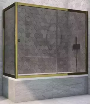 Шторка на ванну стеклянная «Vegas Glass» ZV+ZVF Tur Novo 180/90 графит/бронза универсальная