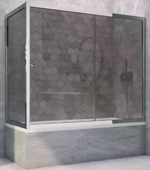 Шторка на ванну стеклянная «Vegas Glass» ZV+ZVF Tur Novo 180/90 графит/хром глянцевый универсальная