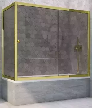 Шторка на ванну стеклянная «Vegas Glass» ZV+ZVF Tur Novo 180/90 графит/золото глянцевое универсальная