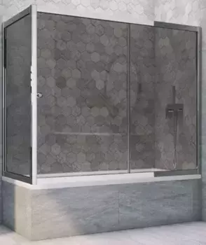 Шторка на ванну стеклянная «Vegas Glass» ZV+ZVF Tur Novo 190/70 графит/хром глянцевая универсальная