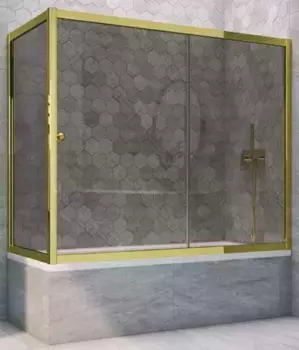 Шторка на ванну стеклянная «Vegas Glass» ZV+ZVF Tur Novo 190/70 графит/золото глянцевое универсальная