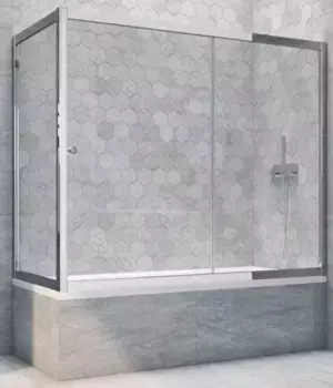 Шторка на ванну стеклянная «Vegas Glass» ZV+ZVF Tur Novo 190/70 прозрачная/хром глянцевая универсальная