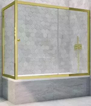 Шторка на ванну стеклянная «Vegas Glass» ZV+ZVF Tur Novo 190/70 прозрачная/золото глянцевое универсальная