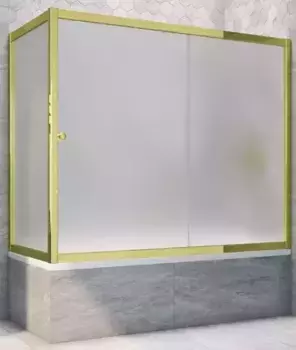 Шторка на ванну стеклянная «Vegas Glass» ZV+ZVF Tur Novo 190/70 сатин/золото глянцевое универсальная