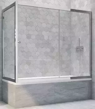 Шторка на ванну стеклянная «Vegas Glass» ZV+ZVF Tur Novo 190/75 Crystal vision/хром глянцевая универсальная