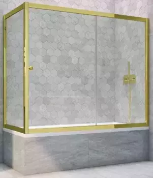 Шторка на ванну стеклянная «Vegas Glass» ZV+ZVF Tur Novo 190/75 Crystal vision/золото глянцевое универсальная