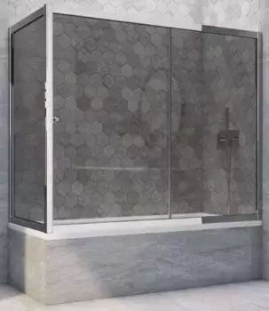 Шторка на ванну стеклянная «Vegas Glass» ZV+ZVF Tur Novo 190/75 графит/хром глянцевая универсальная