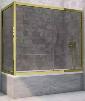 Шторка на ванну стеклянная «Vegas Glass» ZV+ZVF Tur Novo 190/75 графит/золото глянцевое универсальная