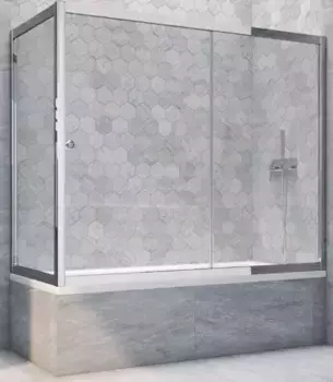 Шторка на ванну стеклянная «Vegas Glass» ZV+ZVF Tur Novo 190/75 прозрачная/хром глянцевая универсальная