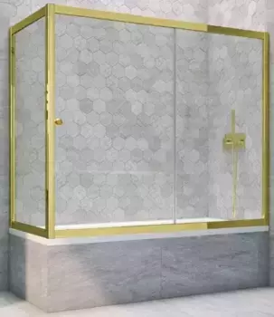 Шторка на ванну стеклянная «Vegas Glass» ZV+ZVF Tur Novo 190/75 прозрачная/золото глянцевое универсальная