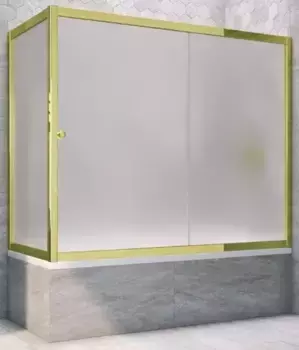 Шторка на ванну стеклянная «Vegas Glass» ZV+ZVF Tur Novo 190/75 сатин/золото глянцевое универсальная