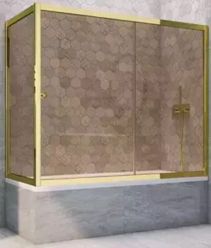 Шторка на ванну стеклянная «Vegas Glass» ZV+ZVF Tur Novo 190/80 бронза/золото глянцевое универсальная