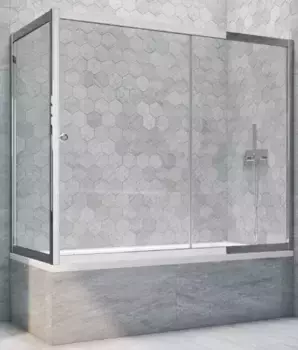 Шторка на ванну стеклянная «Vegas Glass» ZV+ZVF Tur Novo 190/80 Crystal vision/хром глянцевая универсальная