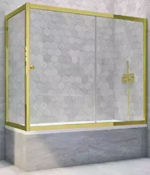 Шторка на ванну стеклянная «Vegas Glass» ZV+ZVF Tur Novo 190/80 Crystal vision/золото глянцевое универсальная