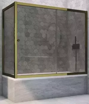 Шторка на ванну стеклянная «Vegas Glass» ZV+ZVF Tur Novo 190/80 графит/бронза универсальная