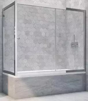 Шторка на ванну стеклянная «Vegas Glass» ZV+ZVF Tur Novo 190/80 прозрачная/хром глянцевая универсальная
