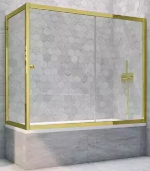 Шторка на ванну стеклянная «Vegas Glass» ZV+ZVF Tur Novo 190/80 прозрачная/золото глянцевое универсальная
