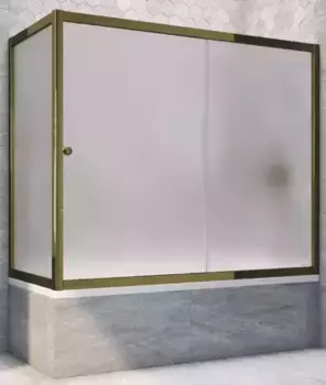 Шторка на ванну стеклянная «Vegas Glass» ZV+ZVF Tur Novo 190/80 сатин/бронза универсальная