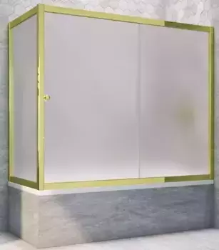 Шторка на ванну стеклянная «Vegas Glass» ZV+ZVF Tur Novo 190/80 сатин/золото глянцевое универсальная