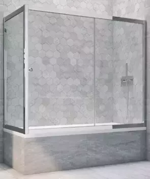 Шторка на ванну стеклянная «Vegas Glass» ZV+ZVF Tur Novo 190/85 Crystal vision/хром глянцевая универсальная