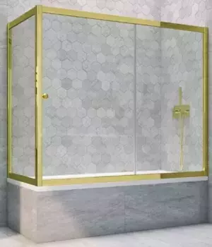 Шторка на ванну стеклянная «Vegas Glass» ZV+ZVF Tur Novo 190/85 Crystal vision/золото глянцевое универсальная