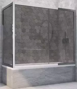 Шторка на ванну стеклянная «Vegas Glass» ZV+ZVF Tur Novo 190/85 графит/хром глянцевая универсальная