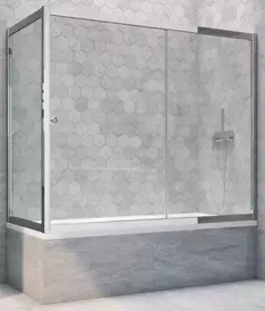 Шторка на ванну стеклянная «Vegas Glass» ZV+ZVF Tur Novo 190/85 прозрачная/хром глянцевая универсальная