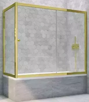Шторка на ванну стеклянная «Vegas Glass» ZV+ZVF Tur Novo 190/85 прозрачная/золото глянцевое универсальная