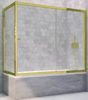 Шторка на ванну стеклянная «Vegas Glass» ZV+ZVF Tur Novo 190/90 Crystal vision/золото глянцевое универсальная