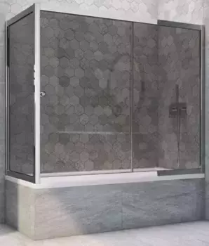 Шторка на ванну стеклянная «Vegas Glass» ZV+ZVF Tur Novo 190/90 графит/хром глянцевая универсальная