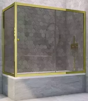 Шторка на ванну стеклянная «Vegas Glass» ZV+ZVF Tur Novo 190/90 графит/золото глянцевое универсальная